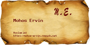 Mohos Ervin névjegykártya