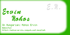 ervin mohos business card